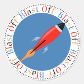 Rocket Ship Verjaardagsfeestje Stickers (Voorkant)