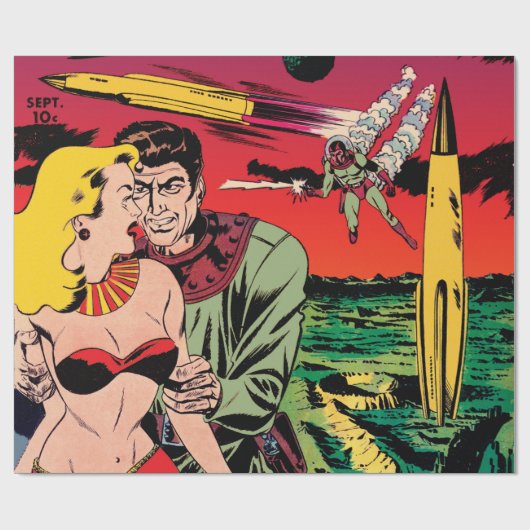 Rocket Ship X  Sci Fi Comic Book Hoesje Cadeaupapier (Vlak)