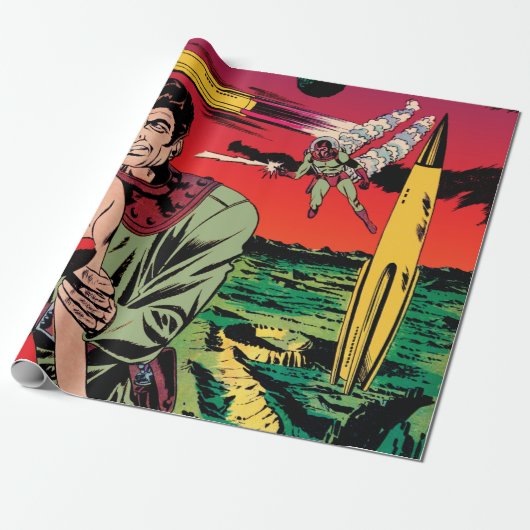 Rocket Ship X  Sci Fi Comic Book Hoesje Cadeaupapier (Uitgerold)