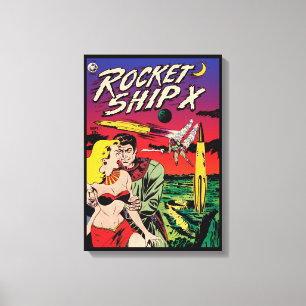 Rocket Ship X  Sci Fi Comic Book Hoesje Canvas Afdruk