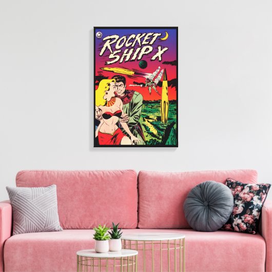 Rocket Ship X Sci Fi Comic Book Hoesje Canvas Afdruk (Insitu (Woonkamer))