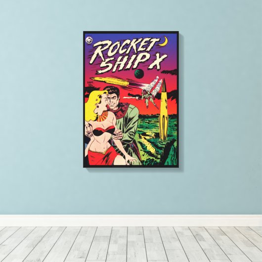 Rocket Ship X Sci Fi Comic Book Hoesje Canvas Afdruk (Insitu (Houten vloer))
