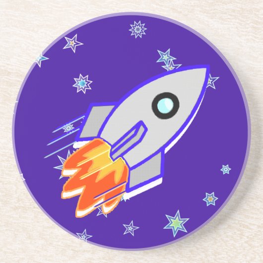 Rocket Ship Zandsteen Onderzetter (Voorkant)