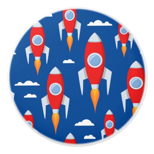 Rocket Ships Boys Room Keramische Knop (Voorkant)