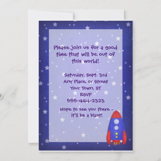 Rocket Ships-uitnodigingen Kaart (Achterkant)