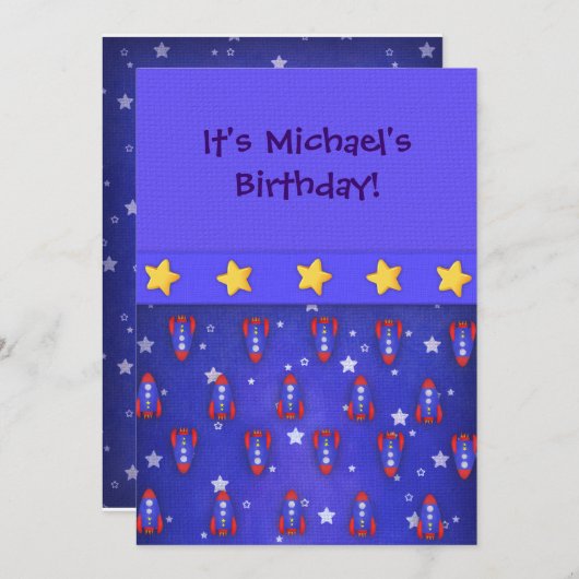 Rocket Ships-uitnodigingen Kaart (Voorkant / Achterkant)