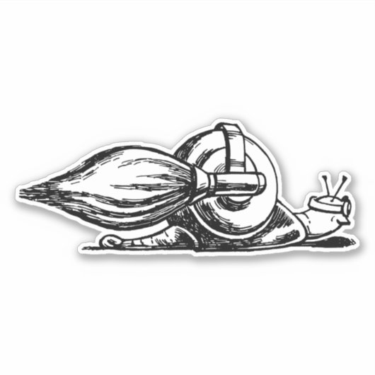 Rocket Slak Zwart en Wit Vinyl Sticker (Voorkant)