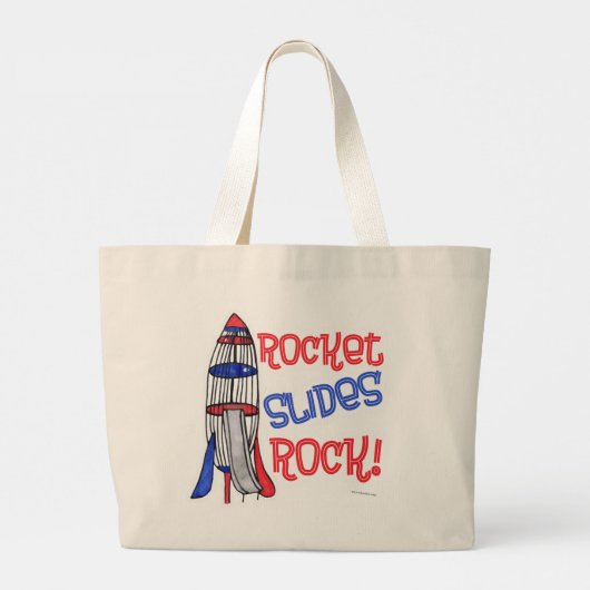 Rocket Slides Rock Fun Playground Nostalgia Grote Tote Bag (Achterkant)