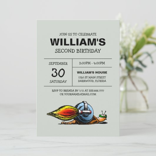 Rocket Snail Birthday Uitnodiging (Staand voorkant)