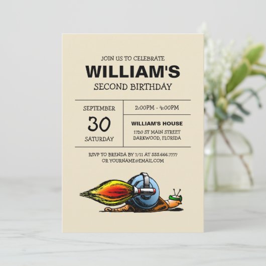 Rocket Snail Birthday Uitnodiging (Staand voorkant)