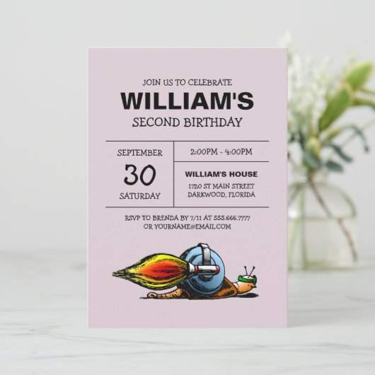 Rocket Snail Birthday Uitnodiging (Staand voorkant)