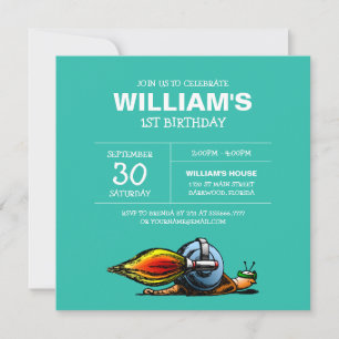 Rocket Snail Birthday Uitnodiging