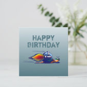 Rocket Snail Flat Birthday Kaart (Staand voorkant)