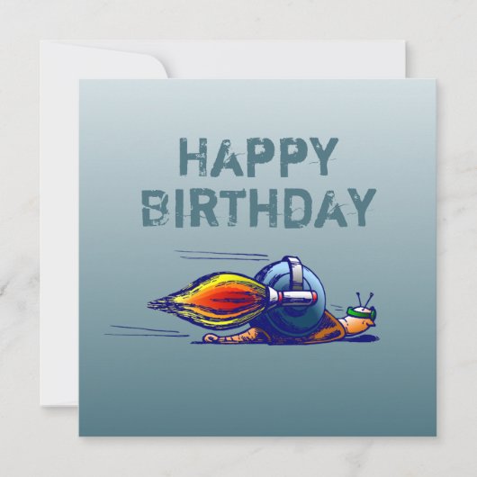 Rocket Snail Flat Birthday Kaart (Voorkant)