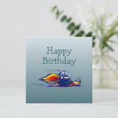 Rocket Snail Flat Birthday Kaart (Staand voorkant)