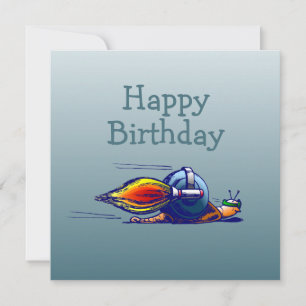 Rocket Snail Flat Birthday Kaart