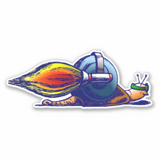 Rocket Snail op maat gesneden vinyl sticker (Voorkant)