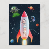 Rocket Space 1e verjaardag | Fotocollage enorm Briefkaart (Voorkant)