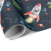 Rocket Space 2e verjaardag | Enorme twee foto coll Cadeaupapier (Rol Hoek)