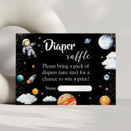 Rocket Space Diaper Raffle Card Black Baby Boy Informatiekaartje