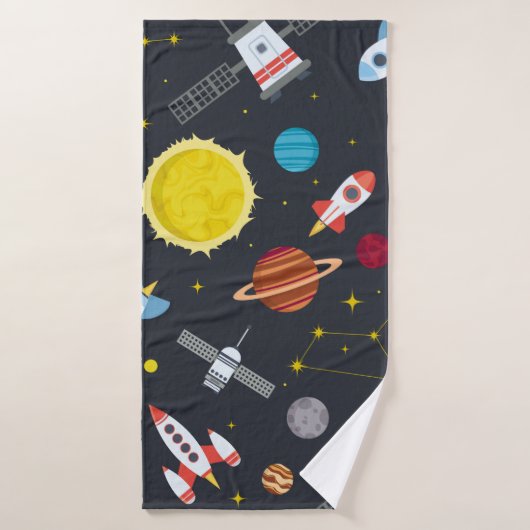 Rocket space globe solar system and planet cosmos badhanddoek (Badhanddoek)