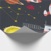 Rocket space globe solar system and planet cosmos  cadeaupapier (Hoek)