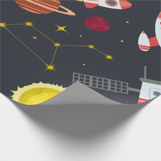 Rocket space globe solar system and planet cosmos  cadeaupapier (Hoek)