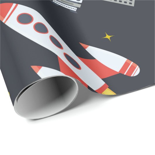 Rocket space globe solar system and planet cosmos cadeaupapier (Rol Hoek)