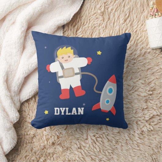 Rocket Space Little Blonde Astronaut Boys Room Kussen (Deken)