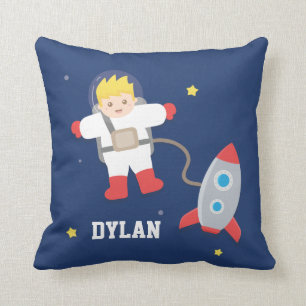 Rocket Space Little Blonde Astronaut Boys Room Kussen