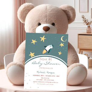 Rocket Space Stars drive by Baby shower Invitation Kaart
