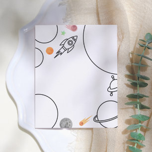 Rocket & Space Verjaardag Kleurplaat Dank u