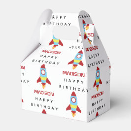Rocket Spaceship Lancering Custom Name Birthday Bedankdoosjes