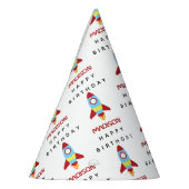 Rocket Spaceship Lancering Custom Name Birthday Feesthoedjes (Links)