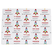 Rocket Spaceship Lancering Custom Name Birthday Groot Cadeauzakje (Voorkant)