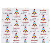 Rocket Spaceship Lancering Custom Name Birthday Groot Cadeauzakje (Achterkant)