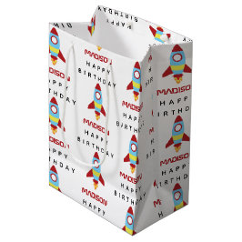 Rocket Spaceship Lancering Custom Name Birthday Medium Cadeauzakje