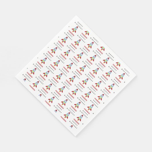 Rocket Spaceship Lancering Custom Name Birthday Servet (Hoek)