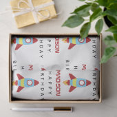 Rocket Spaceship Lancering Custom Name Birthday Tissuepapier (Geschenk)