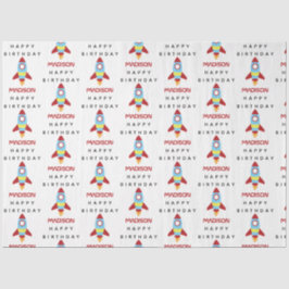 Rocket Spaceship Lancering Custom Name Birthday Tissuepapier