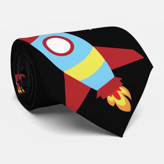 Rocket Spaceship Launching Stropdas (Opgerold)