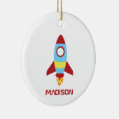 Rocket Spaceship Launing Custom Name Keramisch Ornament (Rechts)