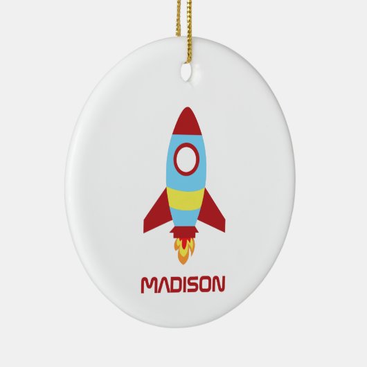 Rocket Spaceship Launing Custom Name Keramisch Ornament (Rechts)