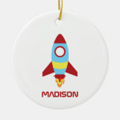 Rocket Spaceship Launing Custom Name Keramisch Ornament (Voorkant)