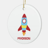Rocket Spaceship Launing Custom Name Keramisch Ornament (Links)