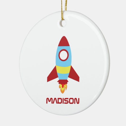 Rocket Spaceship Launing Custom Name Keramisch Ornament (Links)