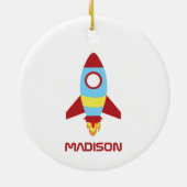 Rocket Spaceship Launing Custom Name Keramisch Ornament (Achterkant)