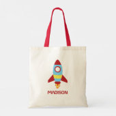 Rocket Spaceship Launing Custom Name Tote Bag (Achterkant)