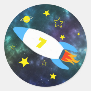 Rocket Star Space verjaardag Ronde Sticker