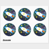 Rocket Star Space verjaardag Ronde Sticker (Vel)